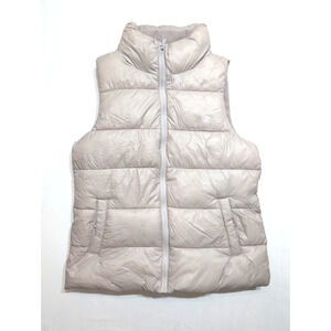 Old Navy Women's Medium Puffer Vest Biege Dusty pink Full Zip Pockets